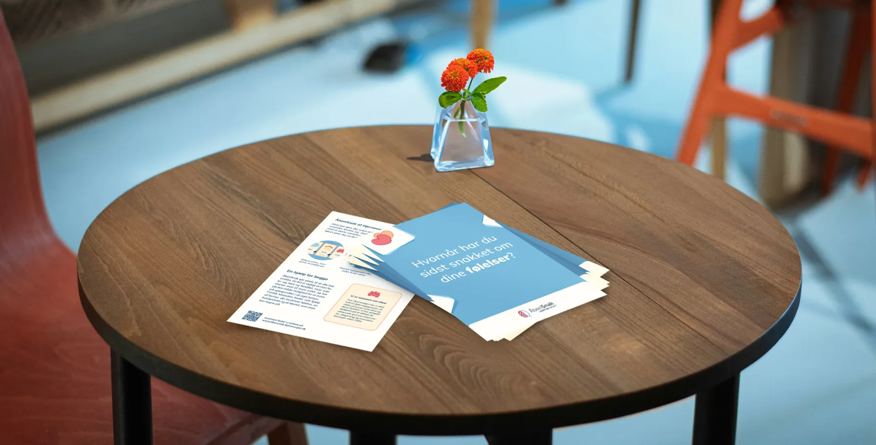Flyers on table